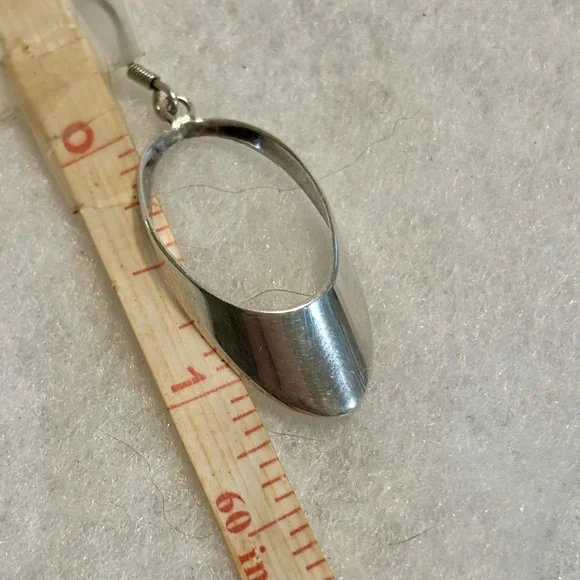 Vintage Sterling Silver Oval Drop Earrings 925 - Picture 13 of 15